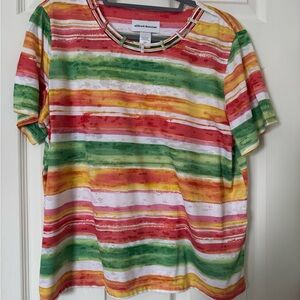 Alfred Dunner Multicolor Striped Top
